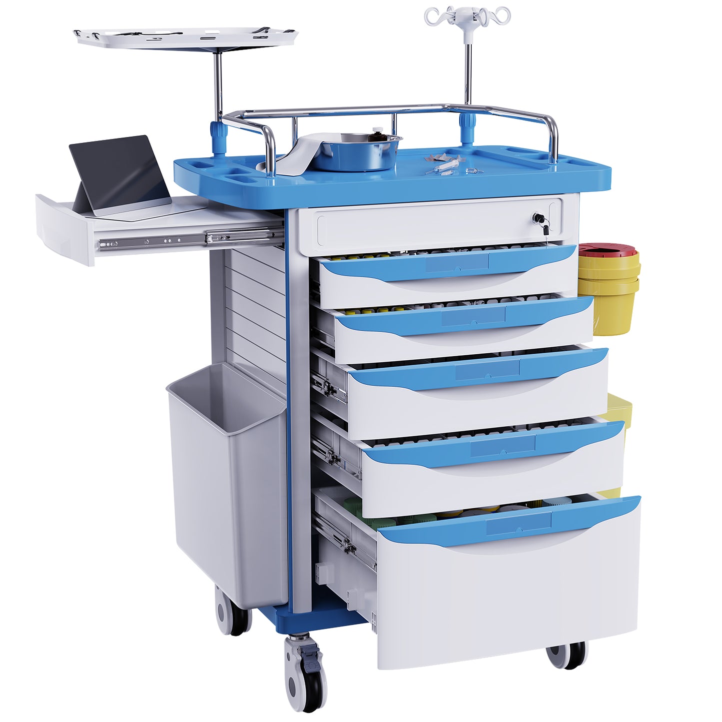 OLERN Medical Rolling Crash Cart with Drawers Emergency Cart