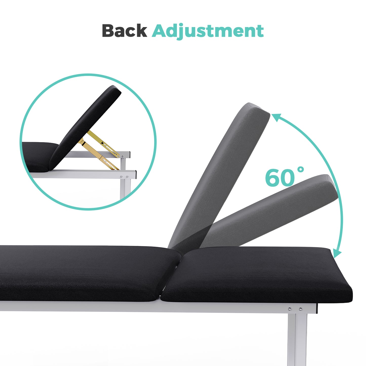 OLERN 27.6" Width Adjustable backrest Medical Exam Table & Bed, 440LBS