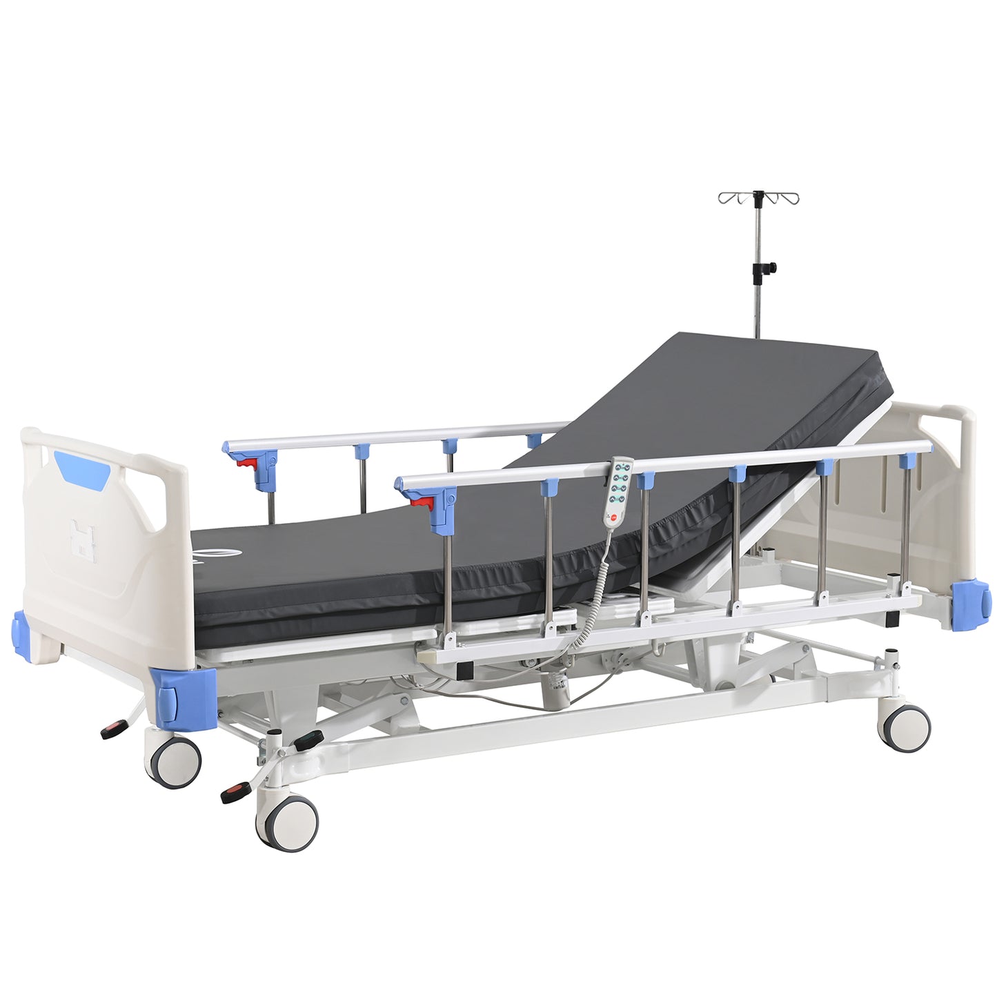 Premium 3 Function Full Electric Hospital Bed with 4.7" Memory Mattress for Home Use-16.1"-29.1" Height Range, Central Control System-5" Casters, 530LBS Loading, Adjustable Medical Bed Frame