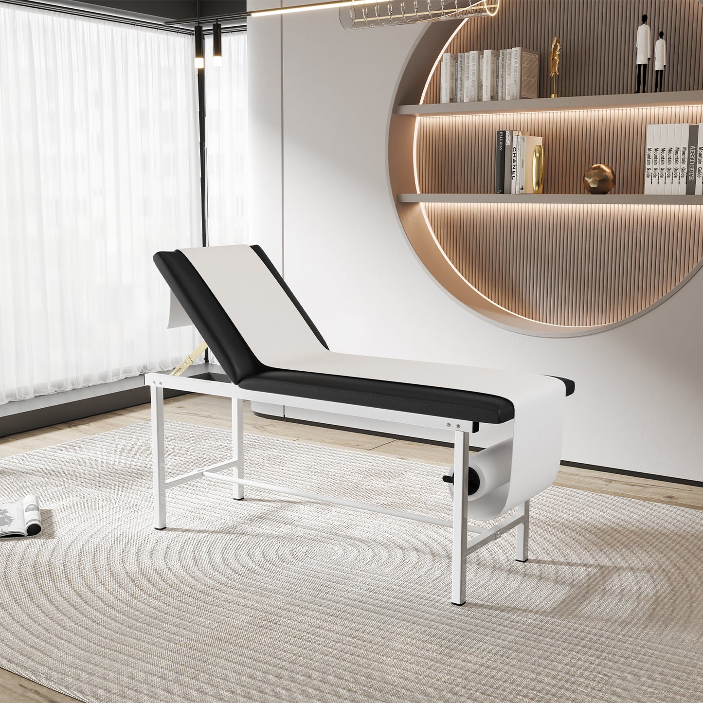 27.6" Width Comfortable Folding Medical Exam Table Backrest Adjustable with Paper Towel Holder, Exercise Therapy Table with Folding Legs, Message Bed for Home Use, Clinic, Hospital, Chiropractic