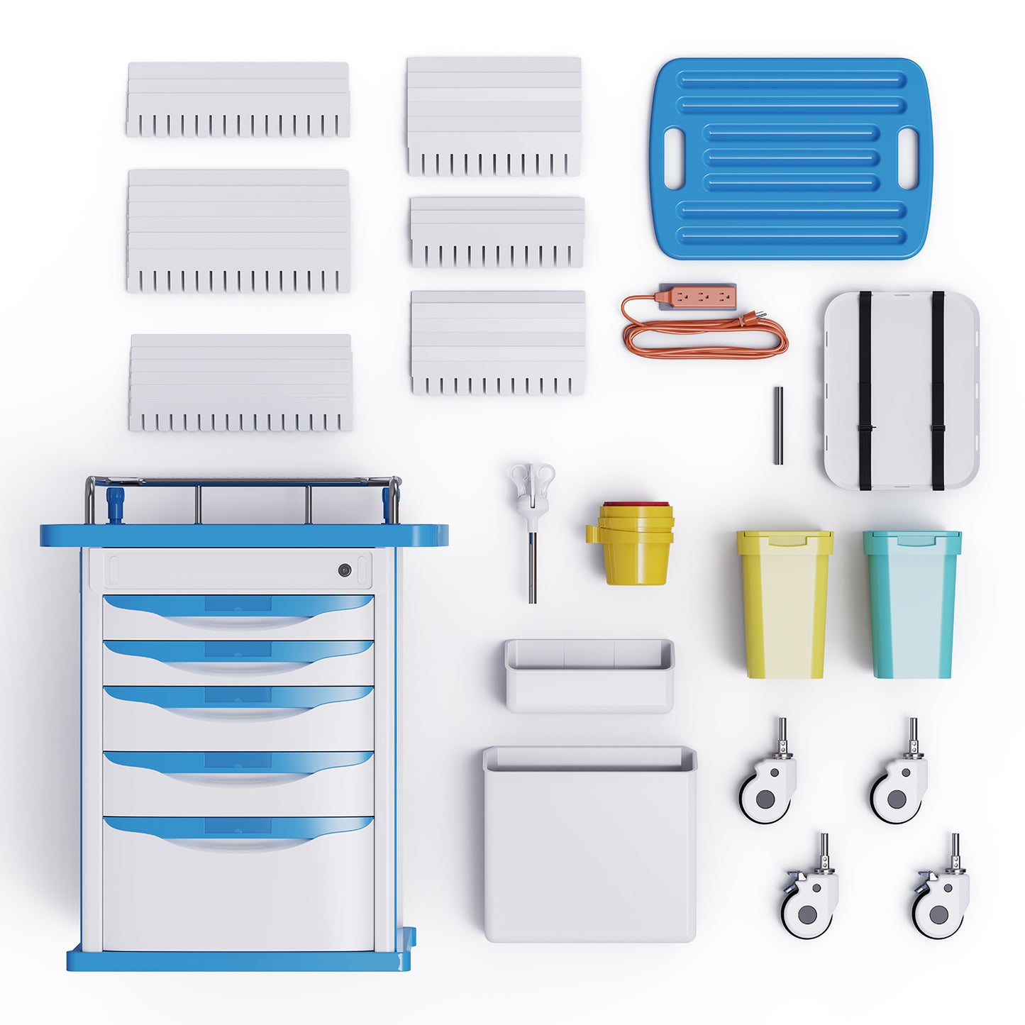 OLERN Medical Rolling Crash Cart with Drawers Emergency Cart