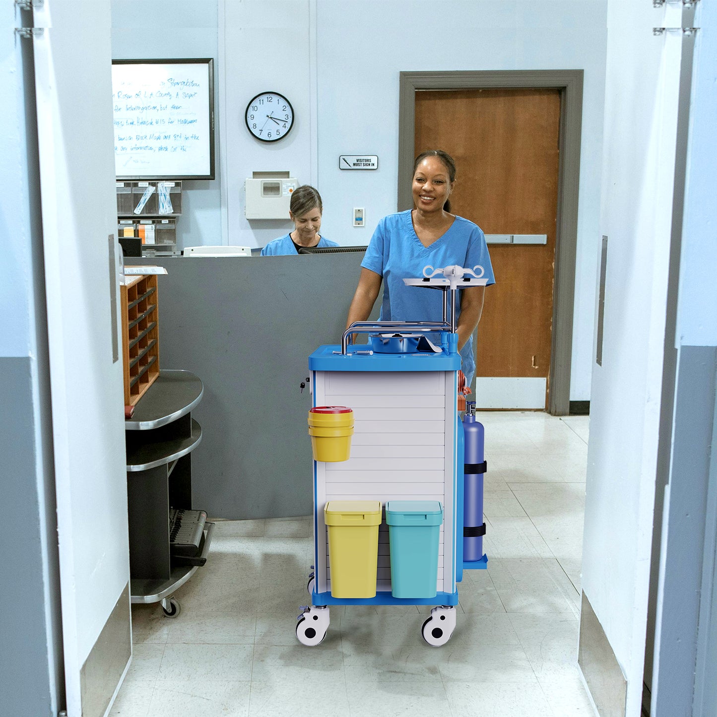 OLERN Medical Rolling Crash Cart with Drawers Emergency Cart
