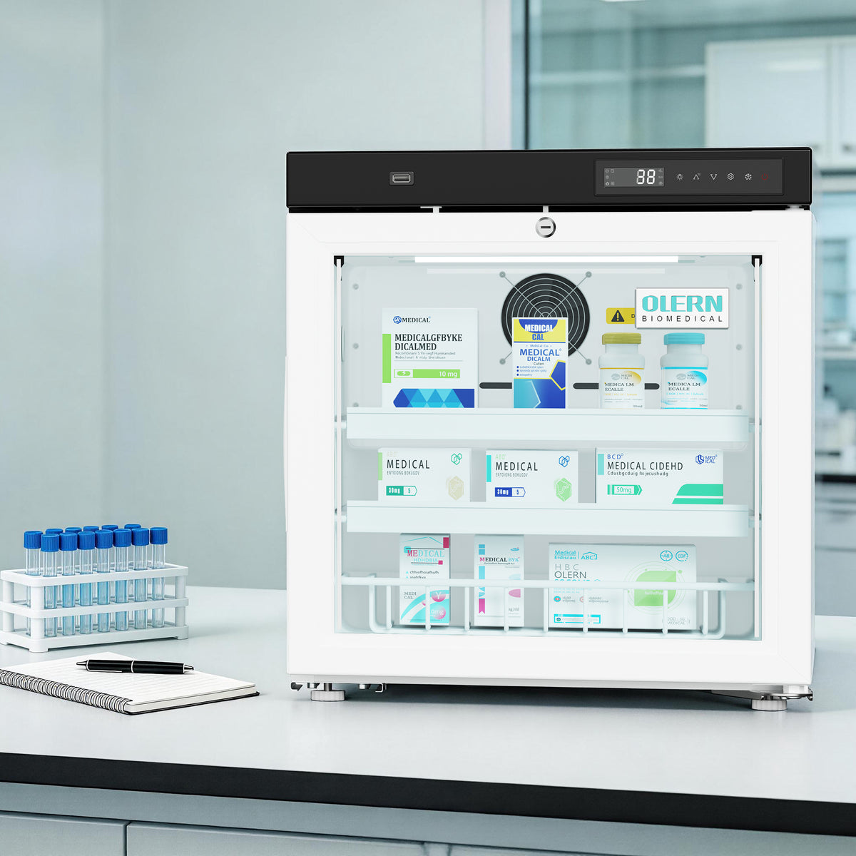 OLERN 1.5 cu.ft. Countertop Medical Refrigerator,Compact Vaccine Lab Fridge