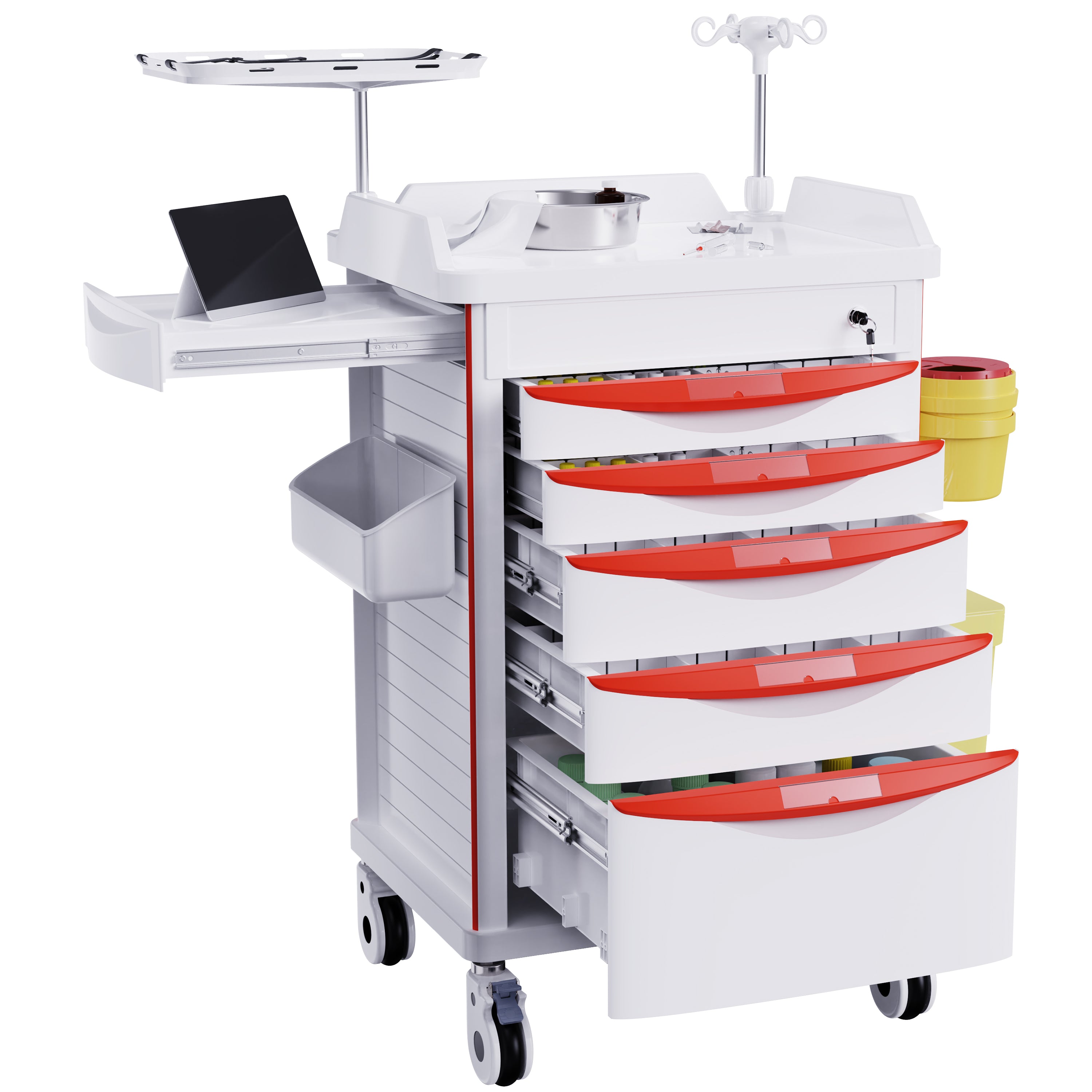 OLERN Rolling Medical Storage Crash Cart with Wheels and Drawers Hospi