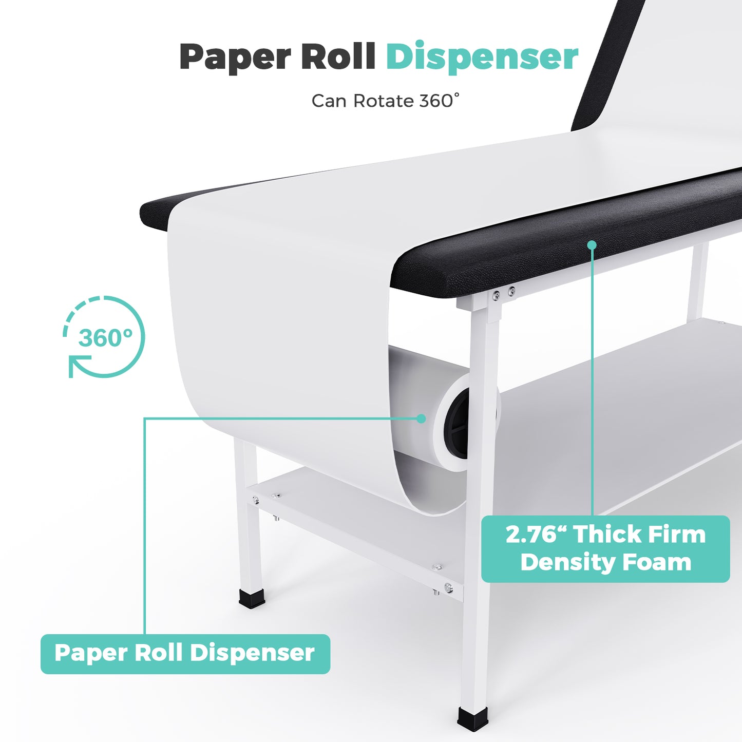OLERN 27.6" Width Medical Exam Table with Adjustable Back & Shelf