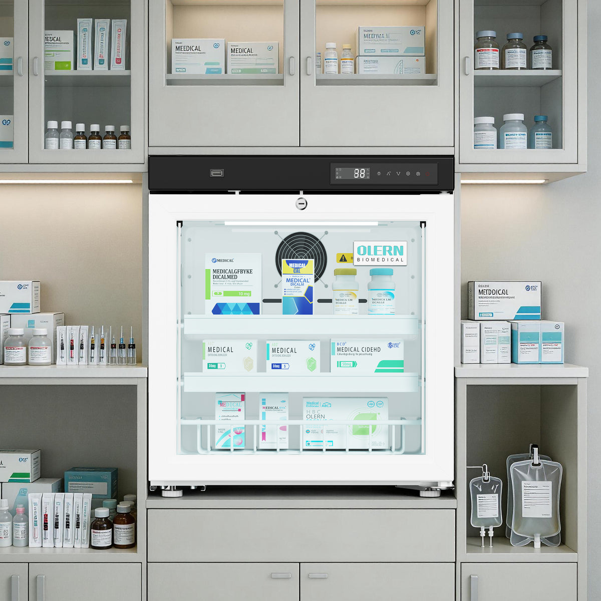 OLERN 1.5 cu.ft. Countertop Medical Refrigerator,Compact Vaccine Lab Fridge