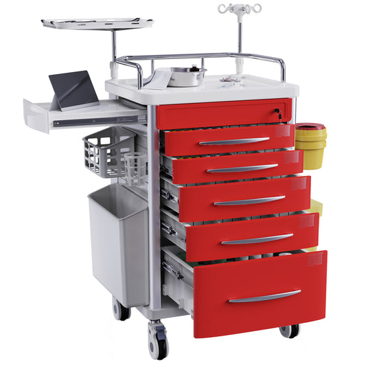 OLERN Medical Emergency Rolling Crash Cart with Drawers