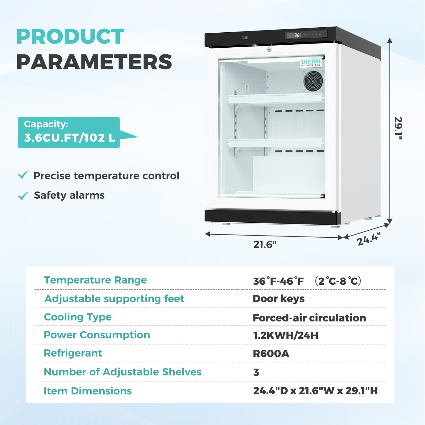 OLERN 3.6 cu.ft. Countertop Medical Refrigerator – Clinic & Pharmacy