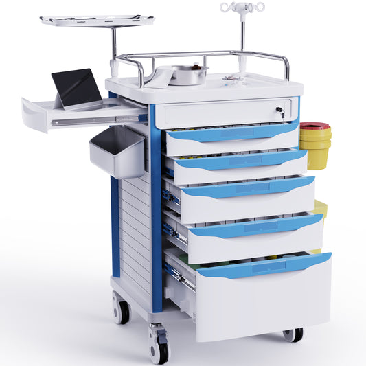 OLERN Medical Rolling Crash Cart with Drawers Emergency Cart