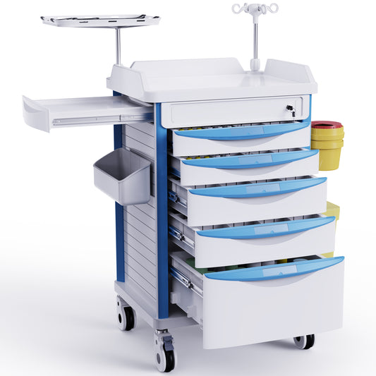 OLERN Rolling Medical Storage Crash Cart with Drawers Hospital and Home Use