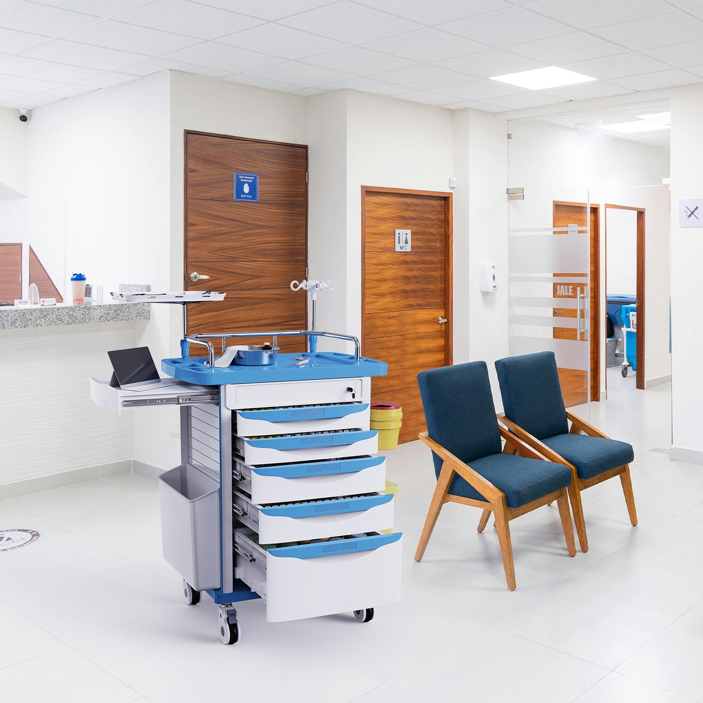 OLERN Medical Rolling Crash Cart with Drawers Emergency Cart