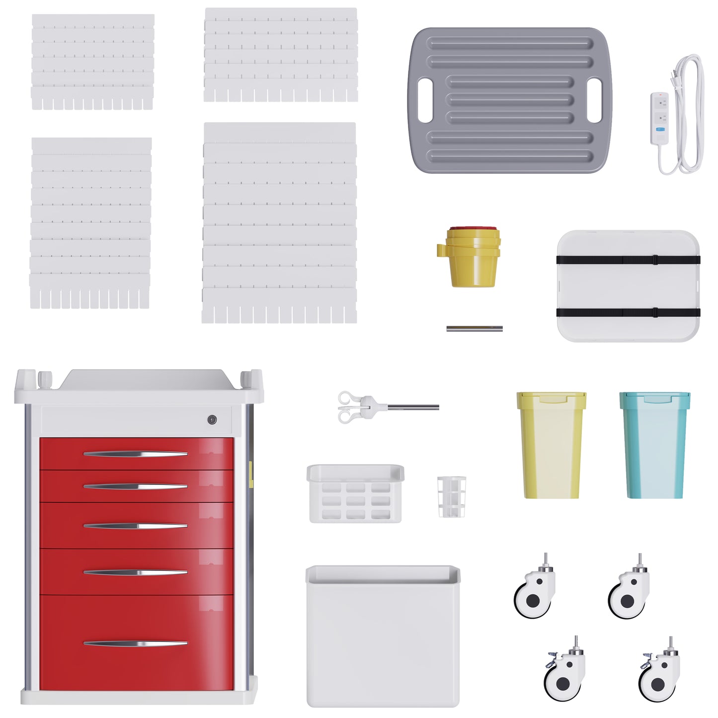 OLERN Medical Emergency Rolling Crash Cart with Drawers