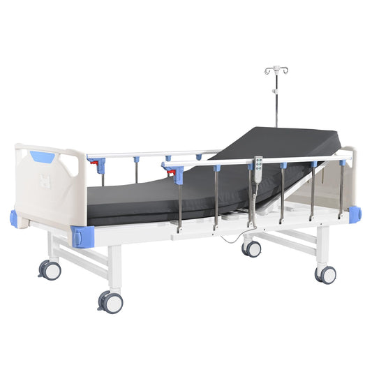 Full Electric Hospital Bed with Memory Mattress for Home Use-Back&Leg Adjustable-IV Pole Included-5" Casters, 550LBS Loading, Adjustable Medical Bed Frame