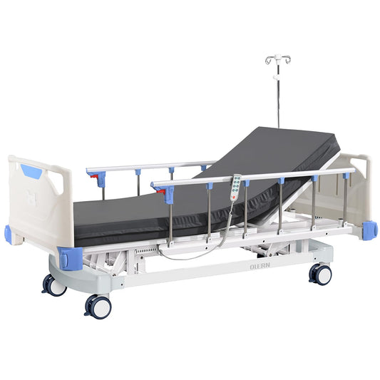 Premium 3 Function Full Electric Hospital Bed with 4.7" Memory Mattress for Home Use-16.1"-29.1" Height Range, Central Control System-5" Casters, 550LBS Loading, Adjustable Medical Bed Frame