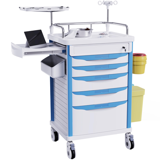 OLERN Medical Rolling Crash Cart with Drawers Emergency Cart